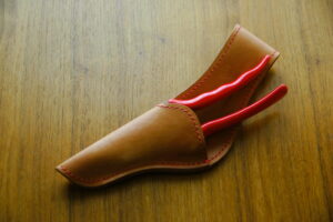 ハンドメイドオリジナル剪定鋏フェルコ専用ステッチ入り革ケース